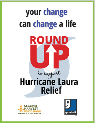 Round Up to Support Hurricane Laura Relief - Goodwill of Southeastern Louisiana
